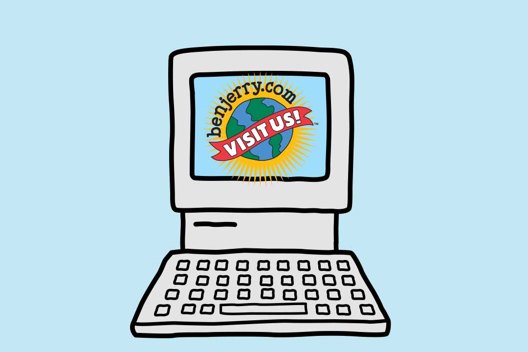 Computador com tela dizendo: “Visit Us”