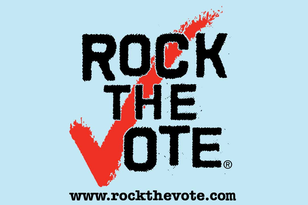 Assine com Rock the Vote e uma marca de verificação vermelha