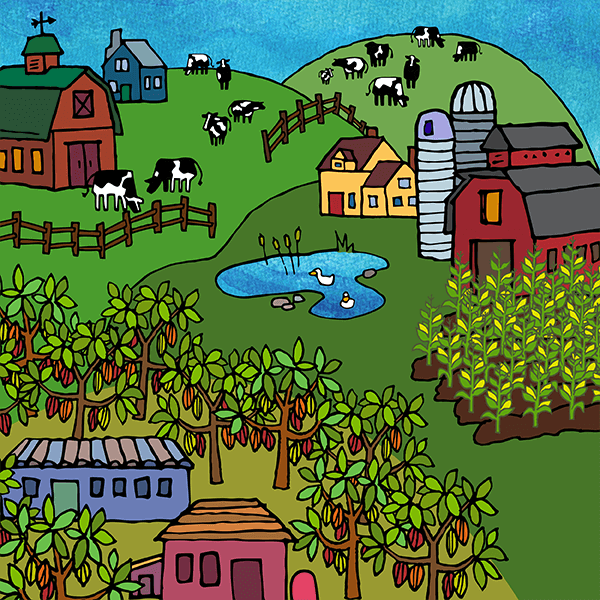 Ícone de agricultores e trabalhadores agrícolas prósperos